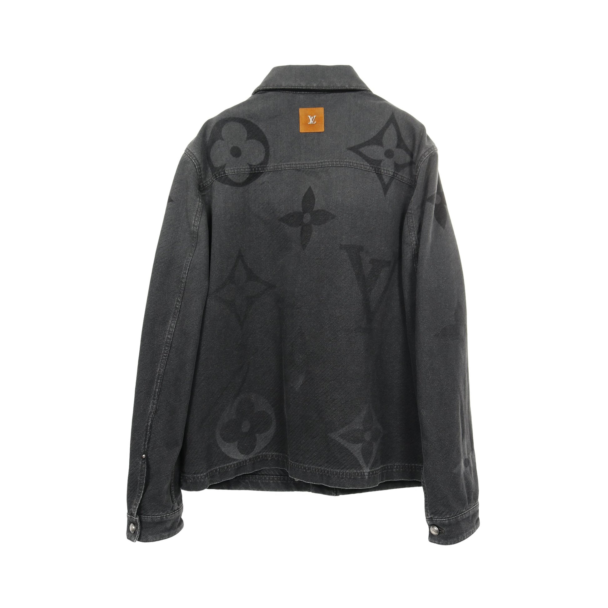 モノグラムマクロプリント デニムブルゾン デニムジャケット コットン ダークグレー ブラック 25SS ルイヴィトン アウター LOUIS VUITTON