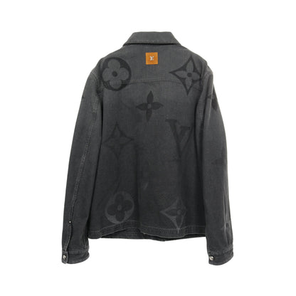 モノグラムマクロプリント デニムブルゾン デニムジャケット コットン ダークグレー ブラック 25SS ルイヴィトン アウター LOUIS VUITTON