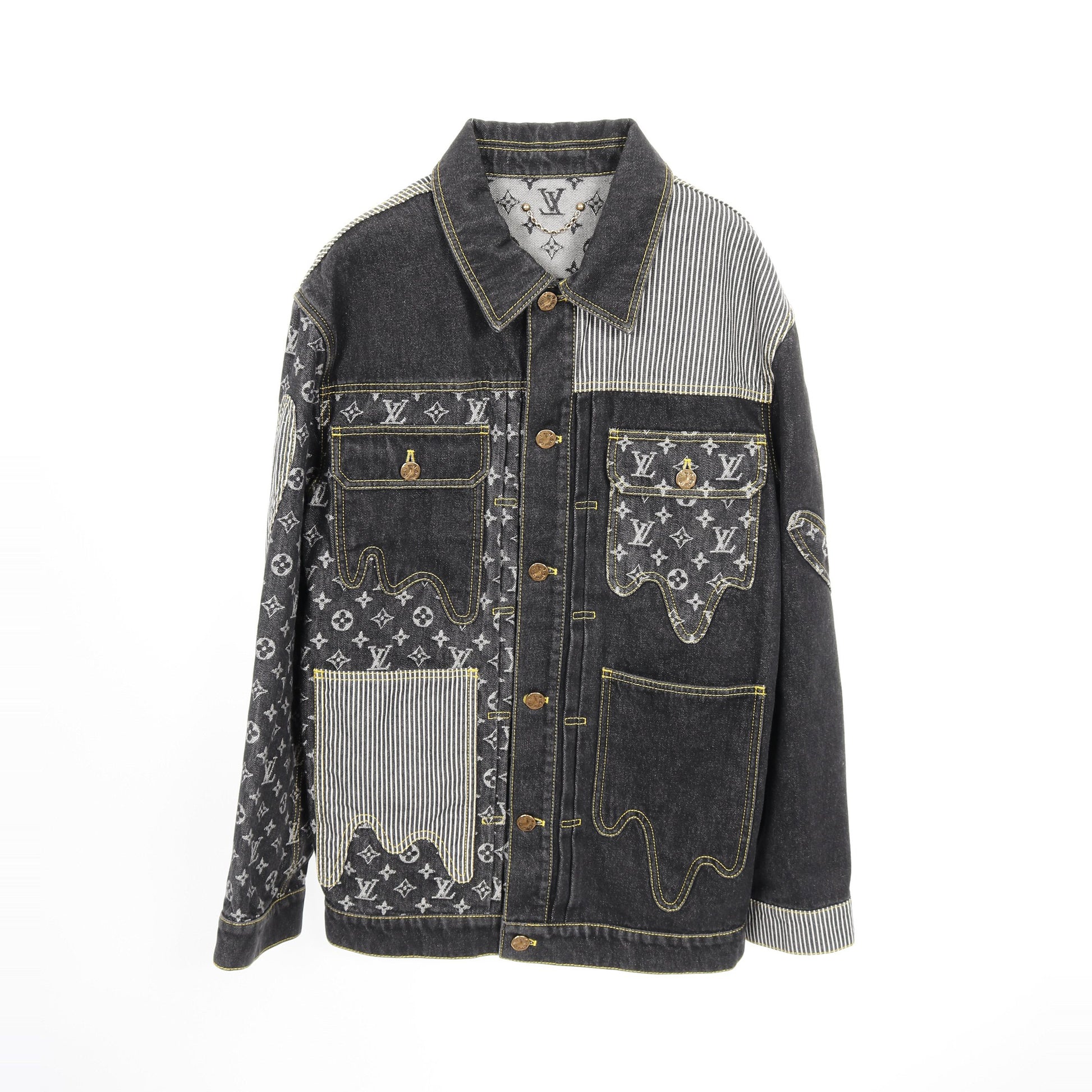 LOUIS VUITTON × NIGO モノグラム クレイジー デニムジャケット コットン ブラック グレー ルイヴィトン アウター LOUIS VUITTON