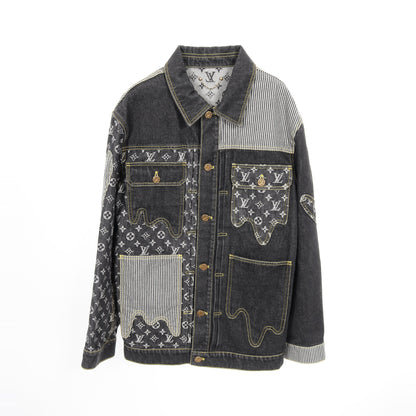 LOUIS VUITTON × NIGO モノグラム クレイジー デニムジャケット コットン ブラック グレー ルイヴィトン アウター LOUIS VUITTON