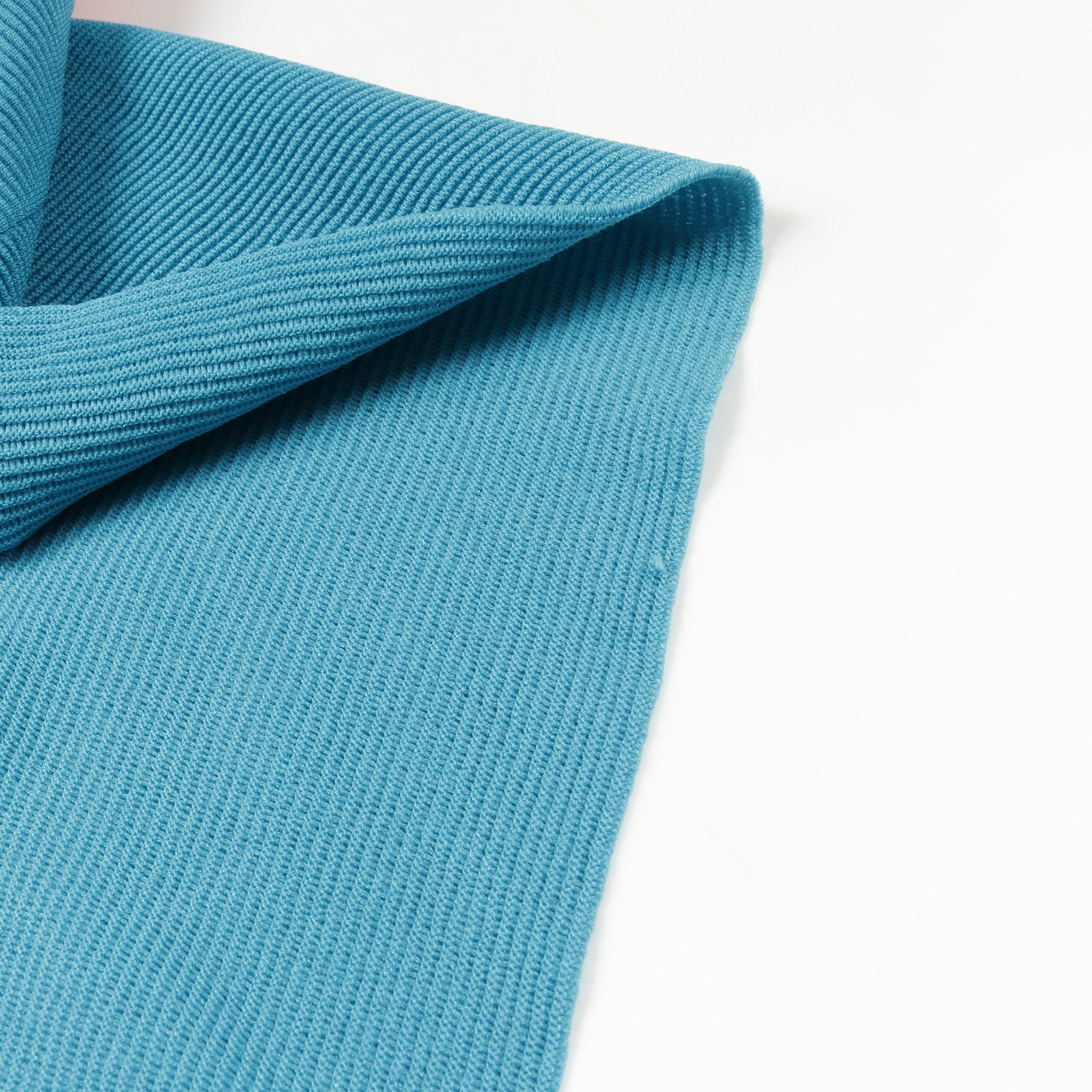 ドレープ 変形 カットソー Vネック 七分袖 ナイロン オレンジレッド