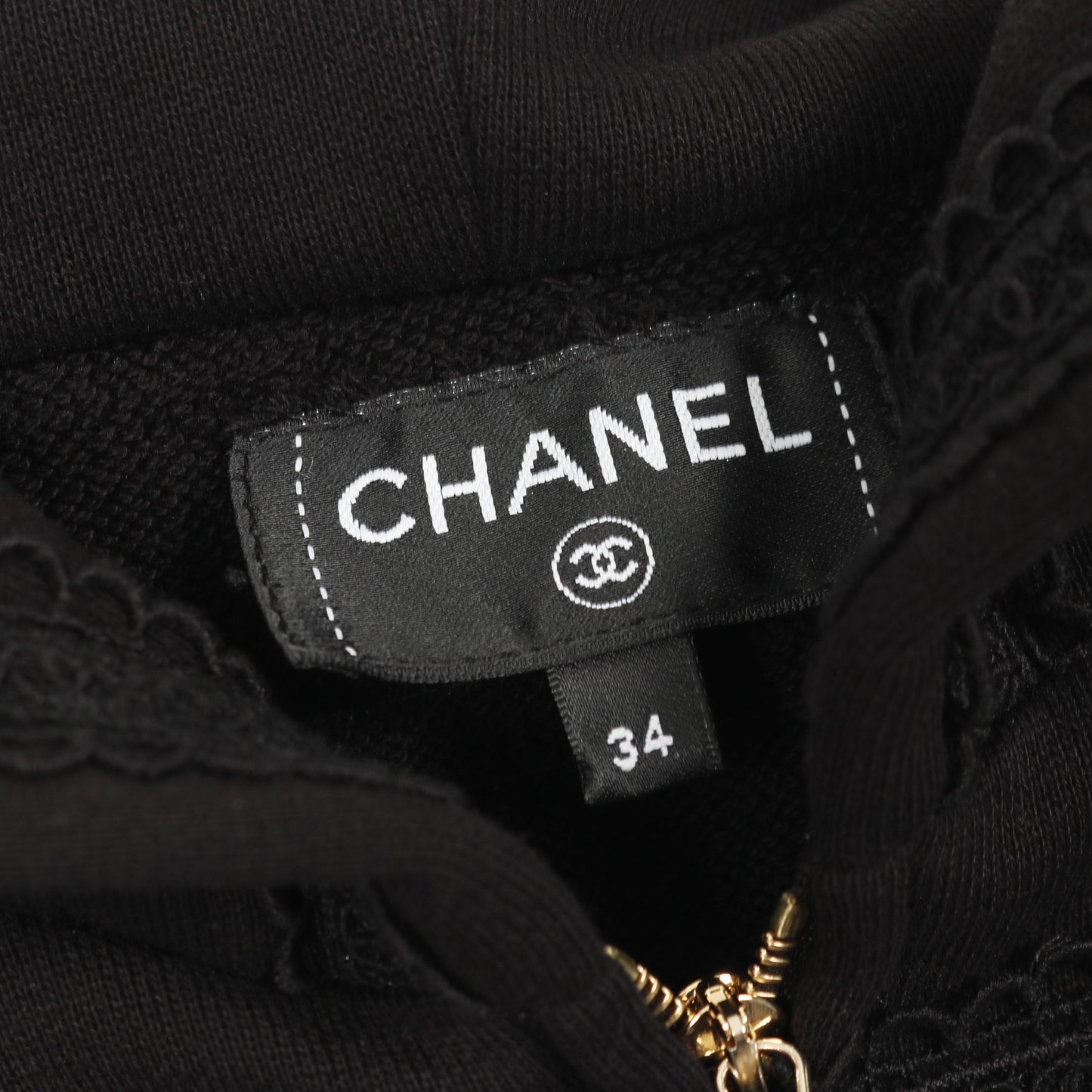 ココマークレース ジップアップパーカー コットン ブラック シャネル トップス CHANEL