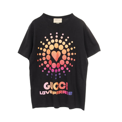 LOVE PARADE Tシャツ ハート コットン ブラック マルチカラー グッチ トップス GUCCI