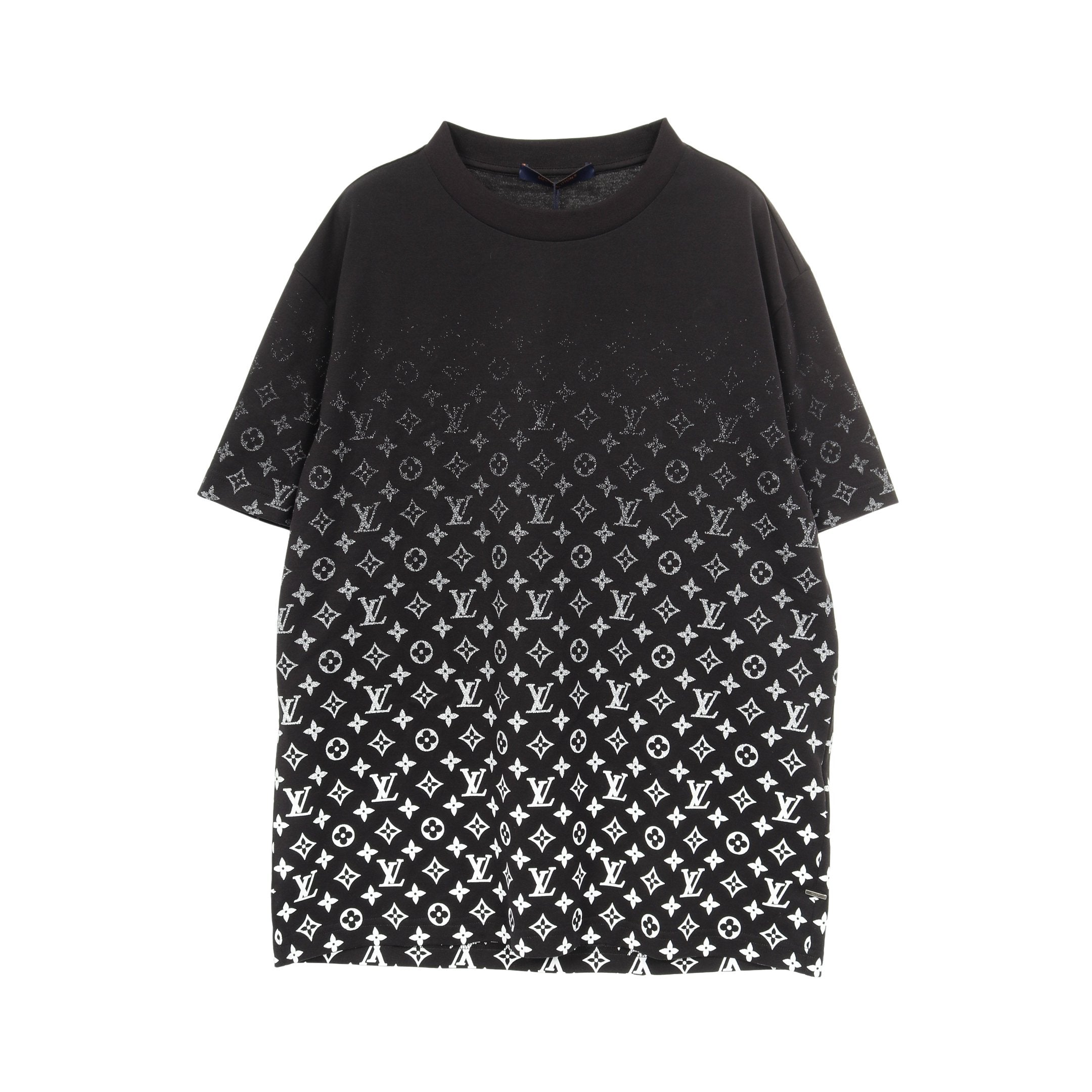 モノグラムグラディエント Tシャツ コットン ブラック ホワイト ルイ
