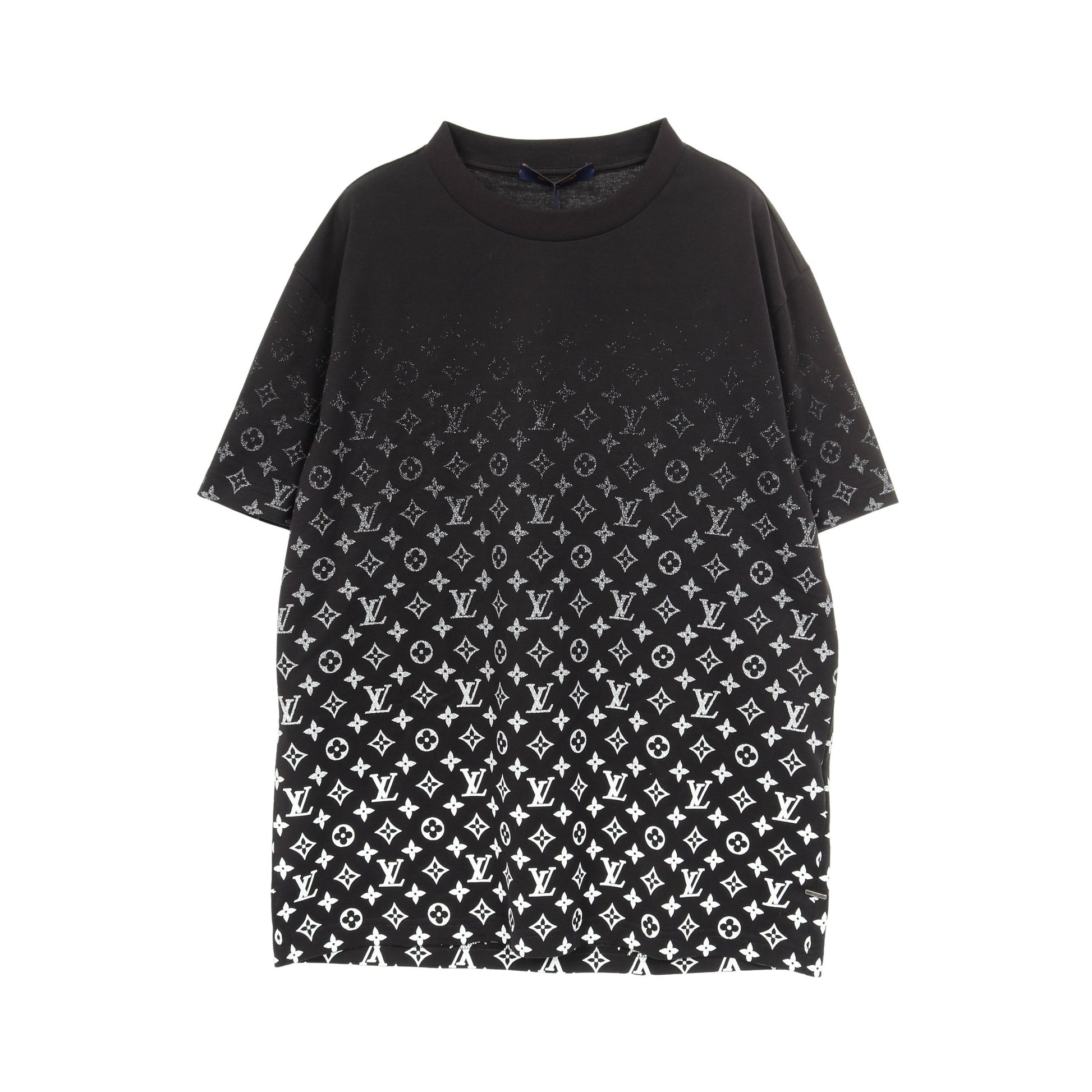 モノグラムグラディエント Tシャツ コットン ブラック ホワイト ルイ  