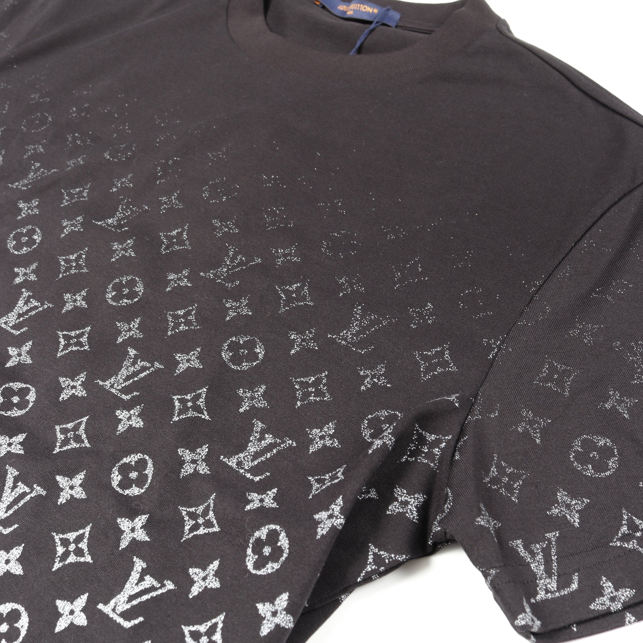 モノグラムグラディエント Tシャツ コットン ブラック ホワイト ルイ
