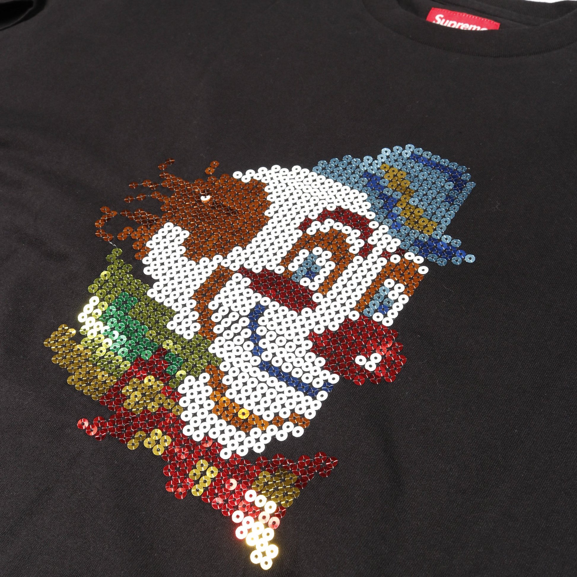 CLOWN SEQUIN S/S Tシャツ スパンコール コットン ブラック 21AW シュプリーム トップス Supreme