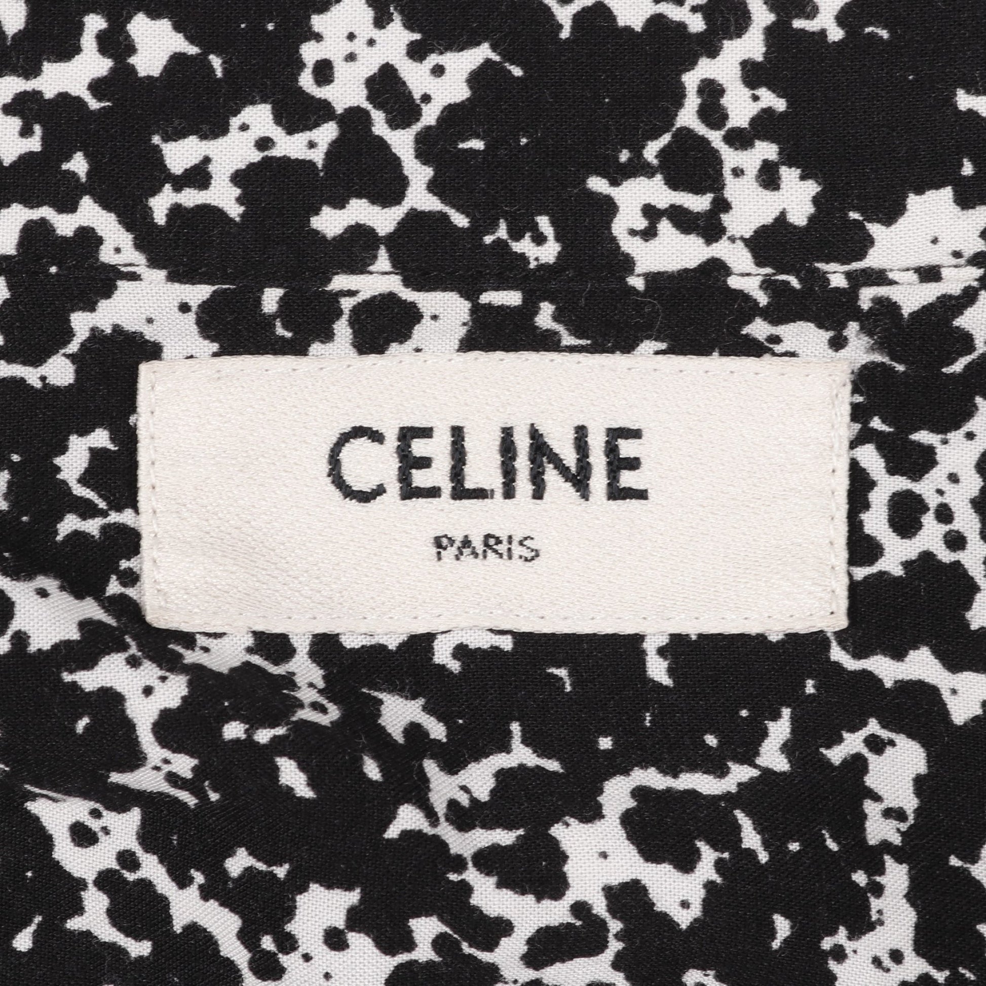 シャツ 長袖 総柄 レーヨン ブラック ホワイト セリーヌ トップス CELINE