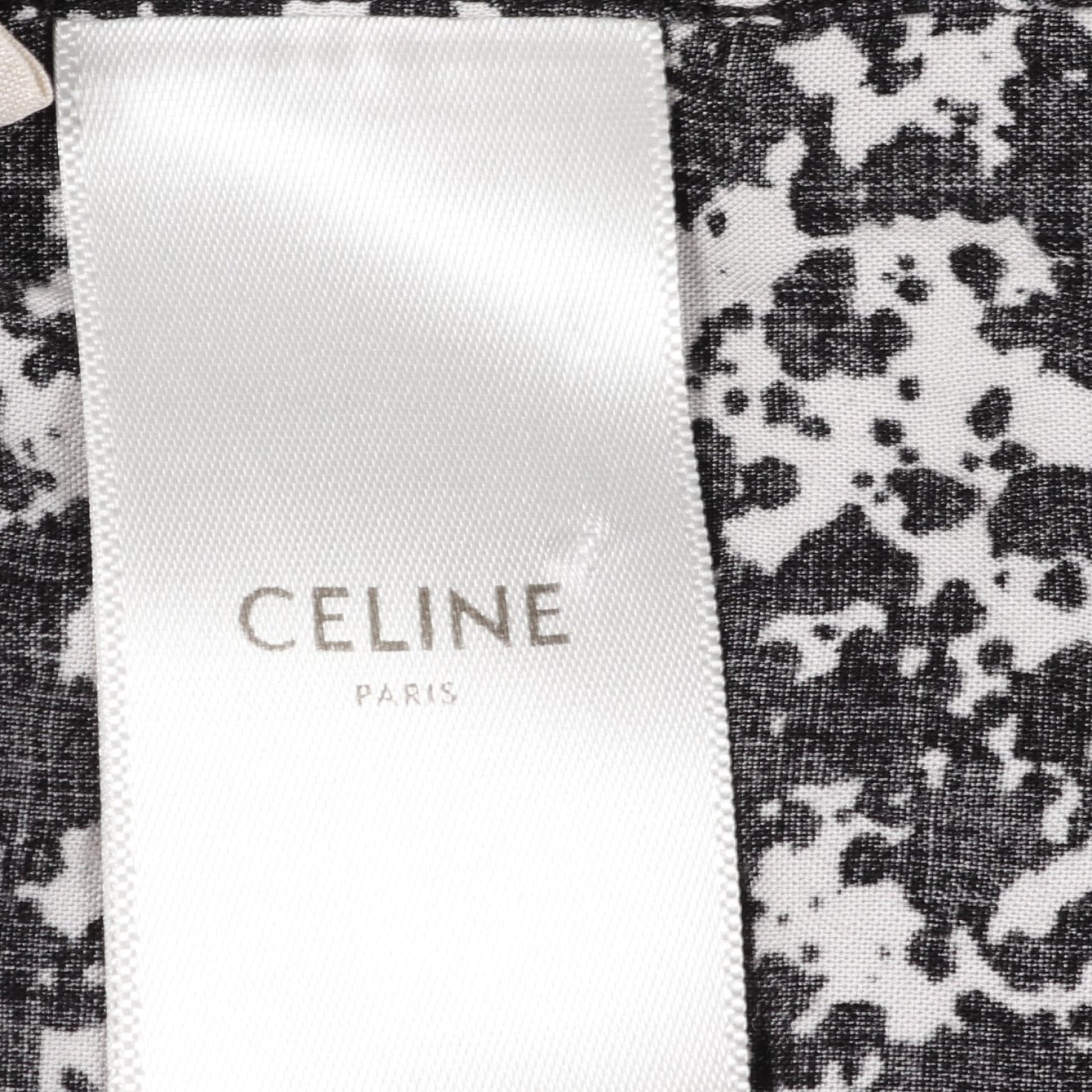 シャツ 長袖 総柄 レーヨン ブラック ホワイト セリーヌ トップス CELINE
