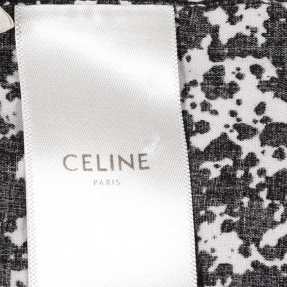 シャツ 長袖 総柄 レーヨン ブラック ホワイト セリーヌ トップス CELINE