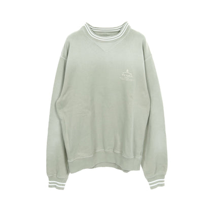 スウェットシャツ クルーネック コットン グレーグリーン ダメージ加工 フェード加工 プラダ トップス PRADA