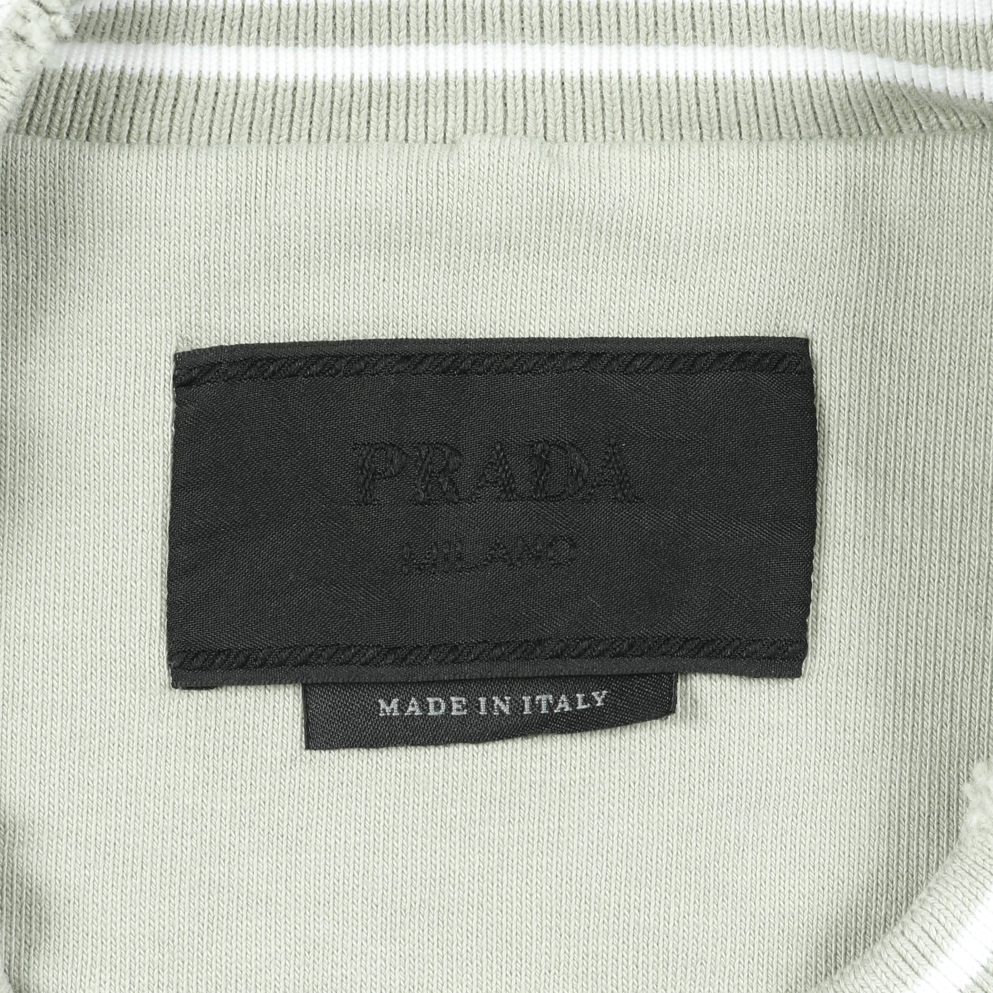 スウェットシャツ クルーネック コットン グレーグリーン ダメージ加工 フェード加工 プラダ トップス PRADA