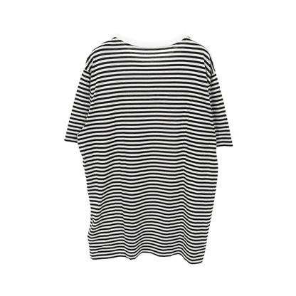 ロゴ ボーダー Tシャツ クルーネック コットン ホワイト ブラック モンクレール トップス MONCLER