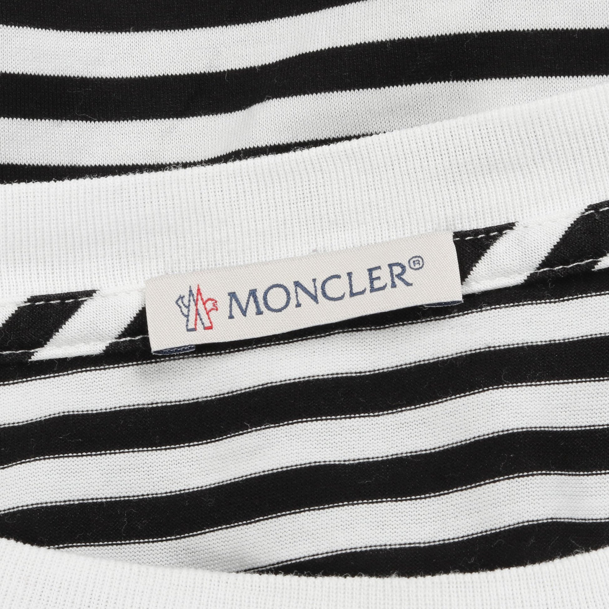 ロゴ ボーダー Tシャツ クルーネック コットン ホワイト ブラック モンクレール トップス MONCLER
