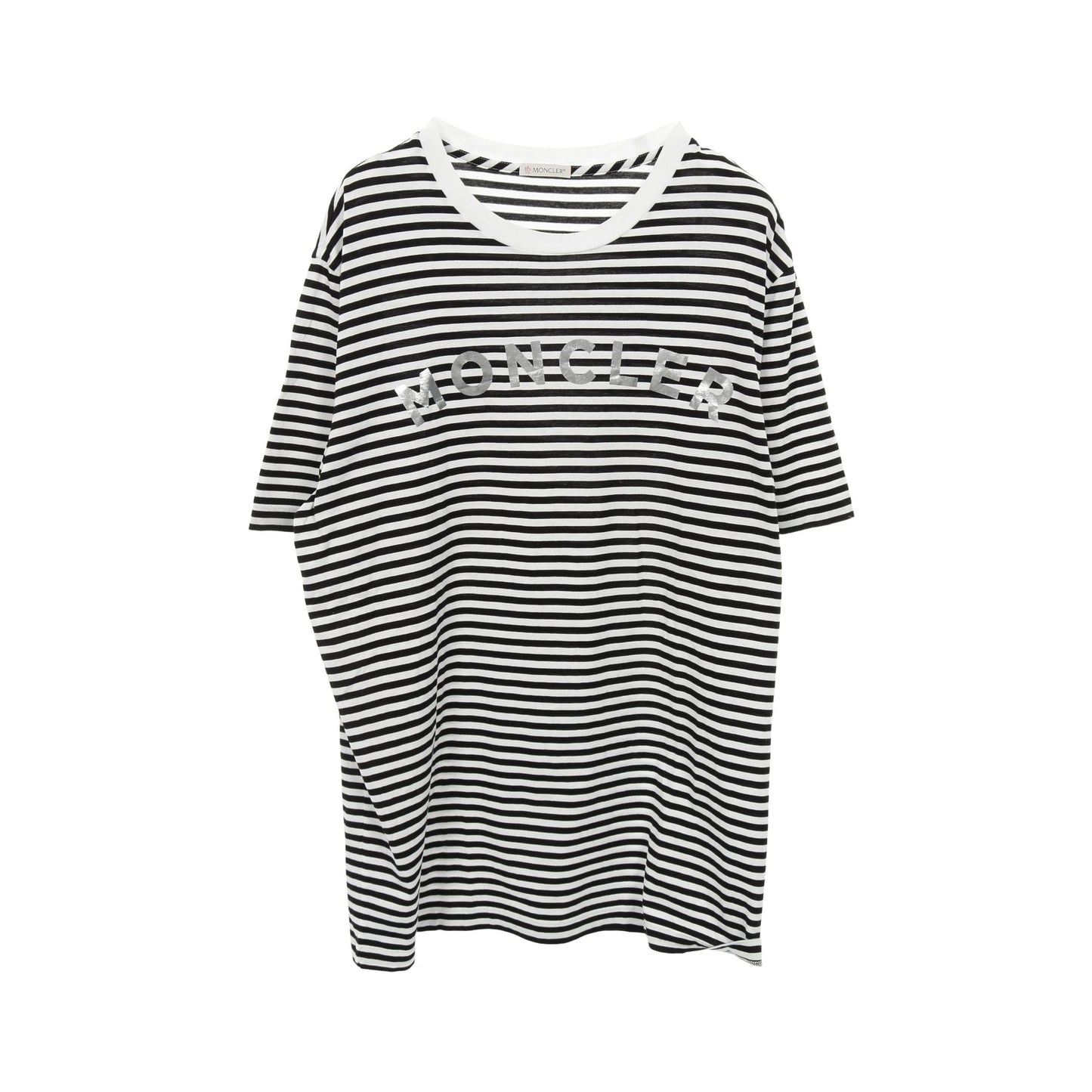 ロゴ ボーダー Tシャツ クルーネック コットン ホワイト ブラック モンクレール トップス MONCLER