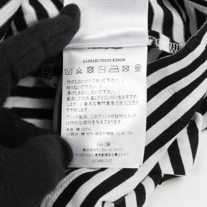 ロゴ ボーダー Tシャツ クルーネック コットン ホワイト ブラック モンクレール トップス MONCLER