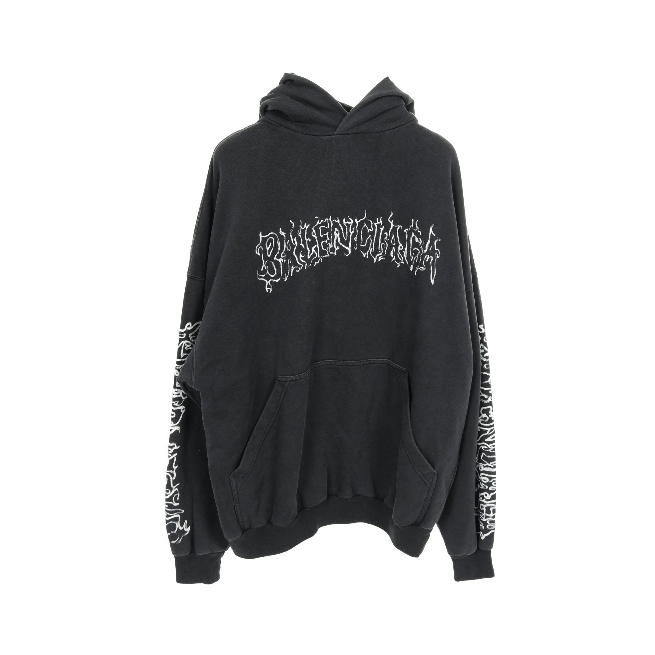 METAL OUTLINE HOODIE プルオーバーパーカー コットン ダークグレー