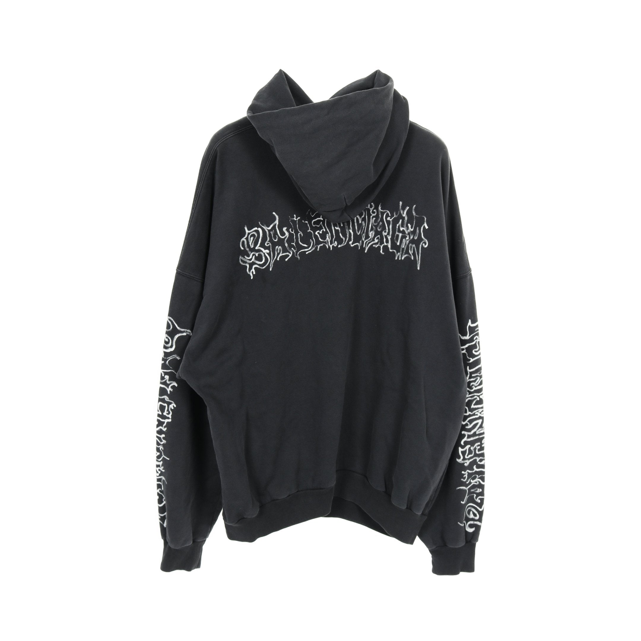 METAL OUTLINE HOODIE プルオーバーパーカー コットン ダークグレー