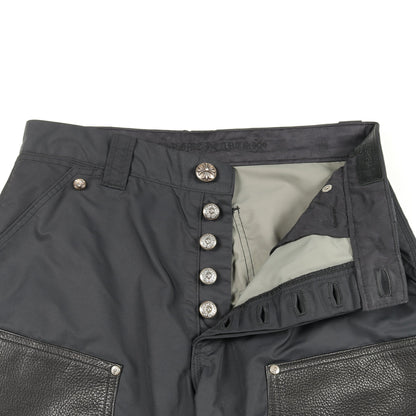 パンツ ナイロン レザー ネイビー ブラック ボタンフライ クロムハーツ ボトムス Chrome Hearts
