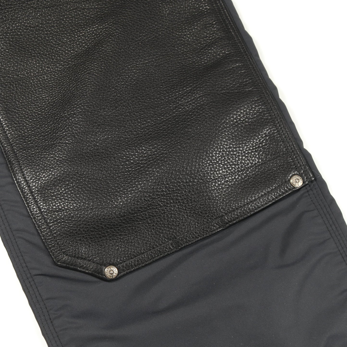 パンツ ナイロン レザー ネイビー ブラック ボタンフライ クロムハーツ ボトムス Chrome Hearts