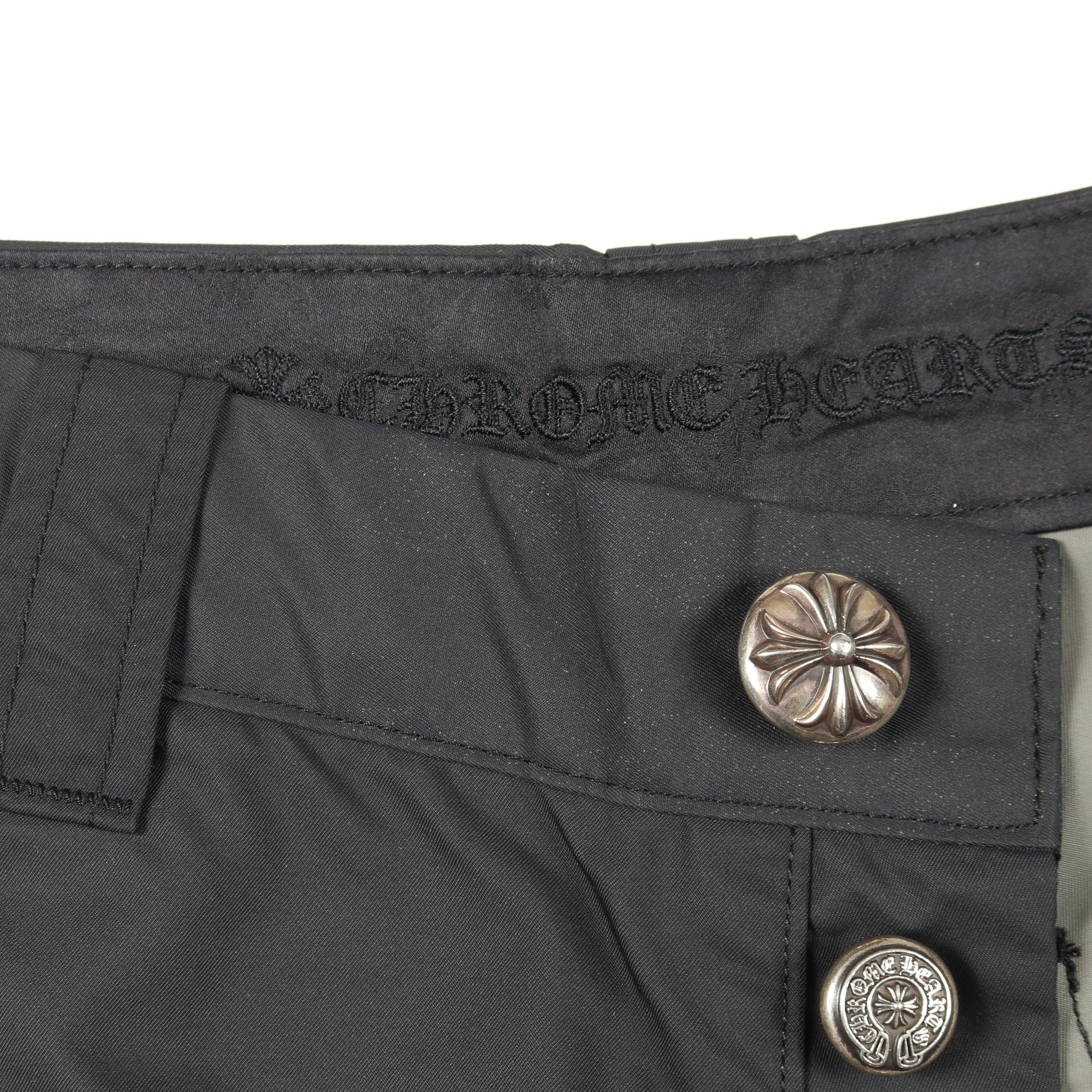 パンツ ナイロン レザー ネイビー ブラック ボタンフライ クロムハーツ ボトムス Chrome Hearts