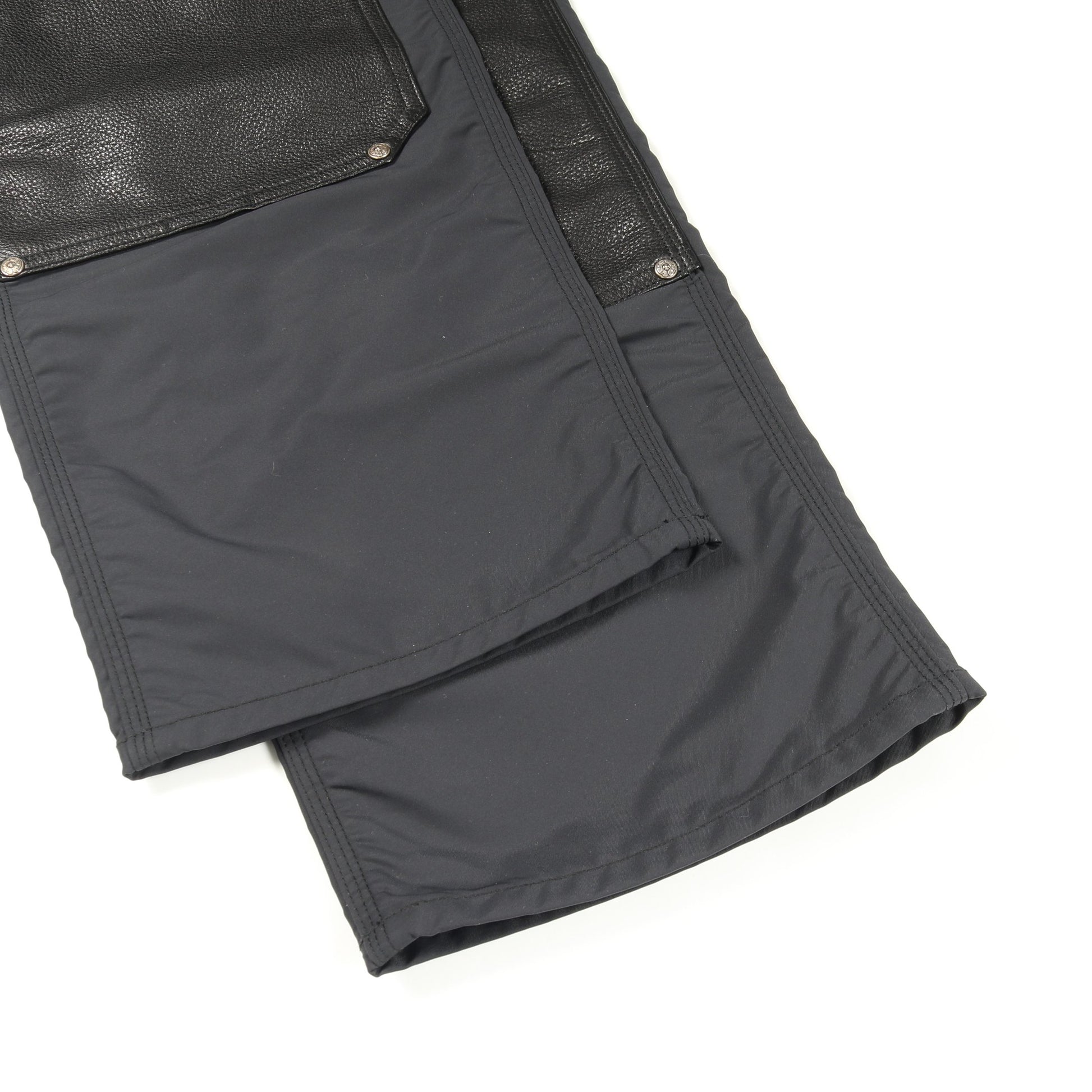 パンツ ナイロン レザー ネイビー ブラック ボタンフライ クロムハーツ ボトムス Chrome Hearts