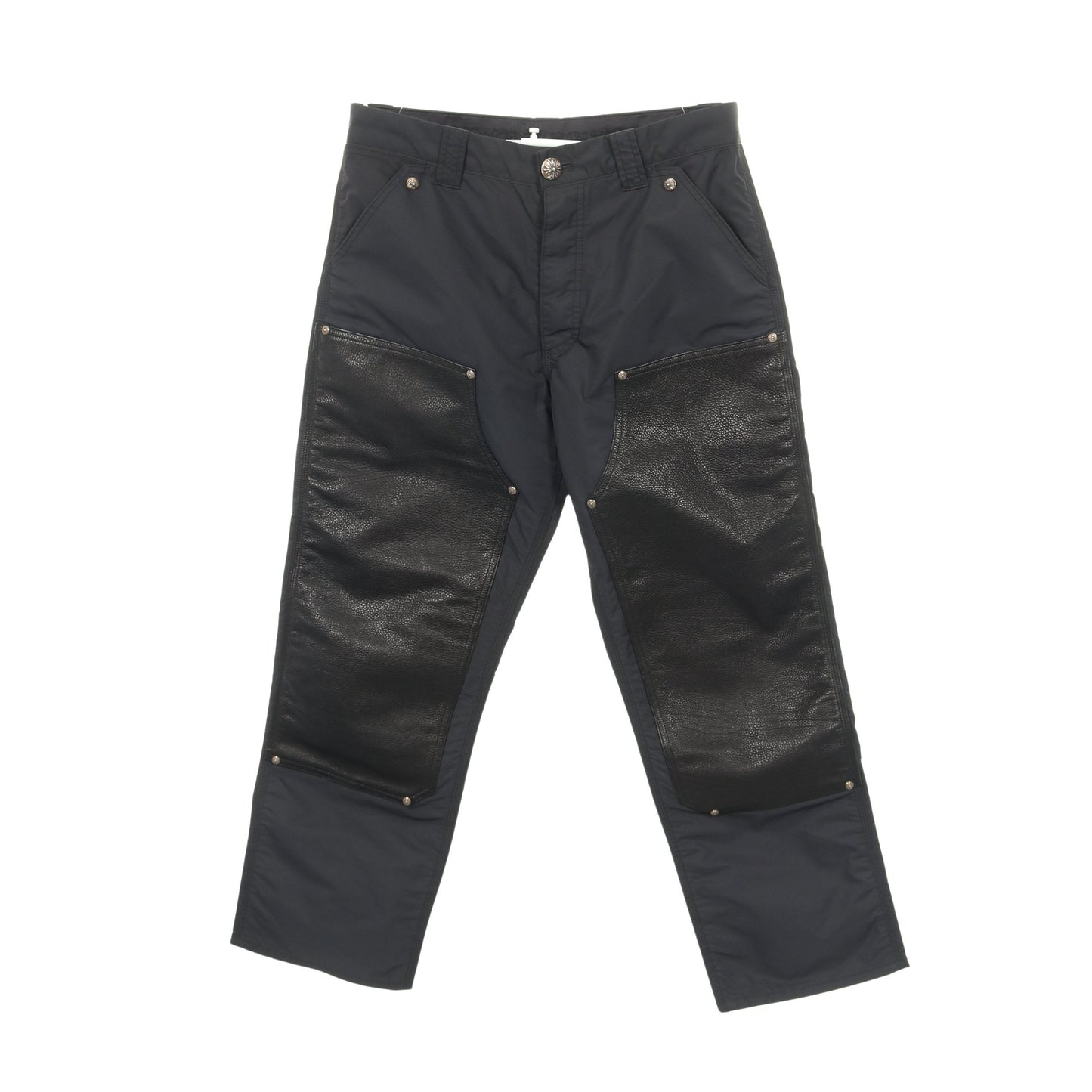 パンツ ナイロン レザー ネイビー ブラック ボタンフライ クロムハーツ ボトムス Chrome Hearts
