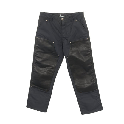 パンツ ナイロン レザー ネイビー ブラック ボタンフライ クロムハーツ ボトムス Chrome Hearts