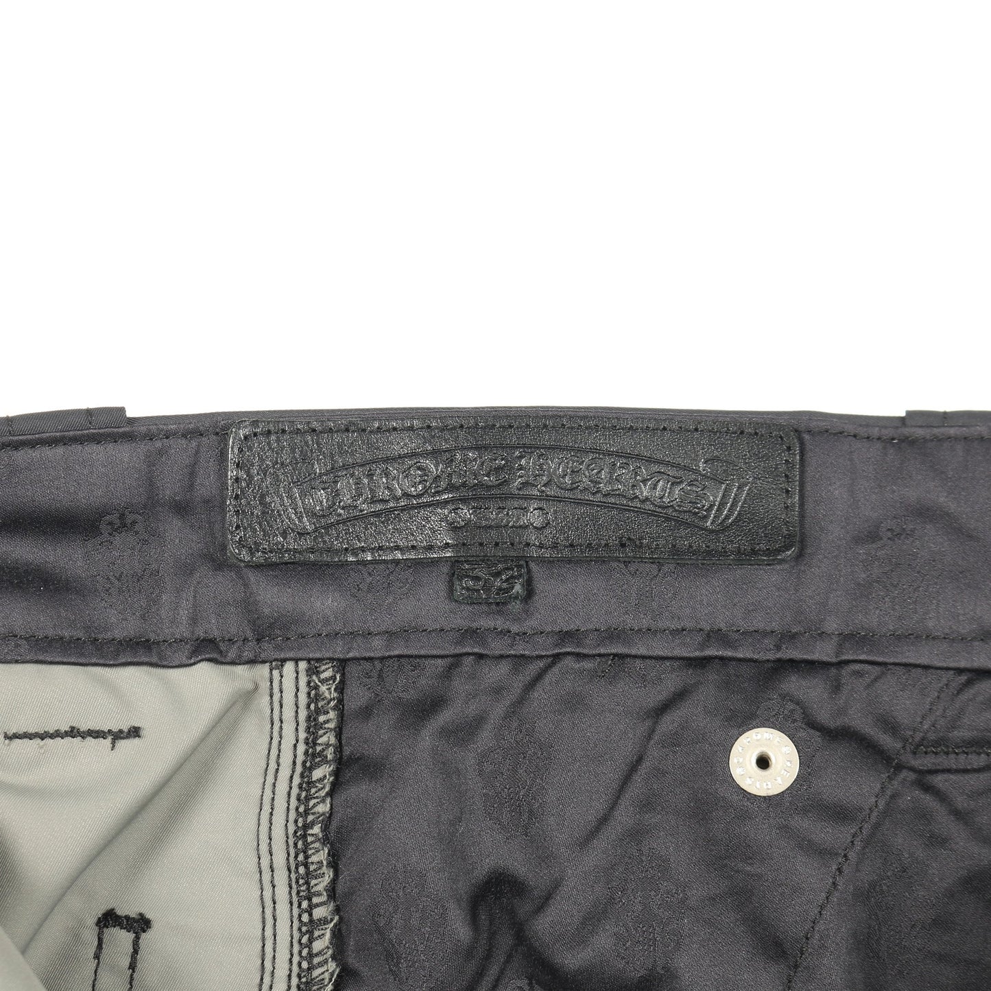 パンツ ナイロン レザー ネイビー ブラック ボタンフライ クロムハーツ ボトムス Chrome Hearts