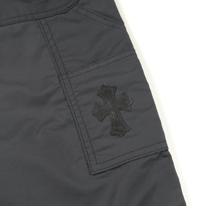 パンツ ナイロン レザー ネイビー ブラック ボタンフライ クロムハーツ ボトムス Chrome Hearts