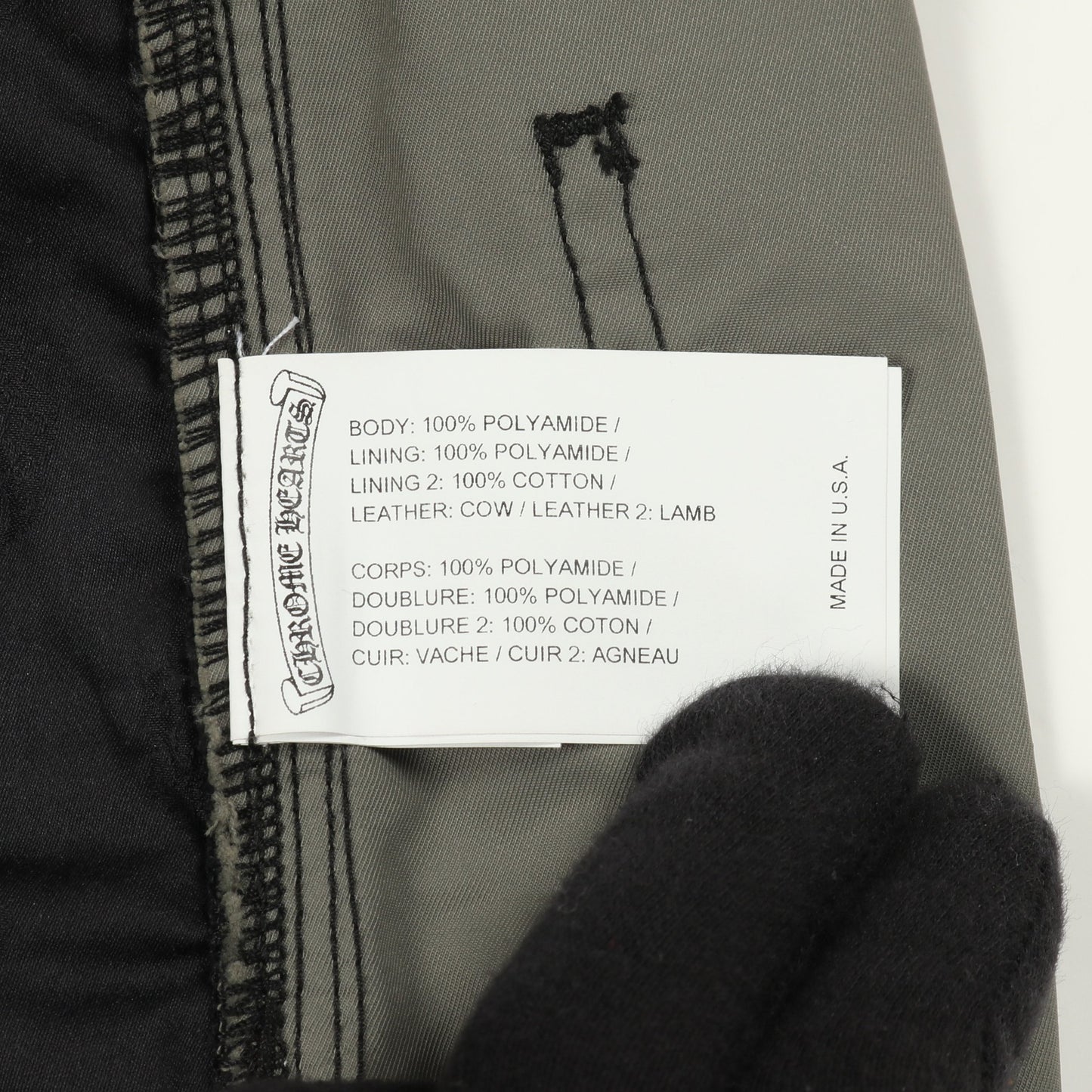パンツ ナイロン レザー ネイビー ブラック ボタンフライ クロムハーツ ボトムス Chrome Hearts