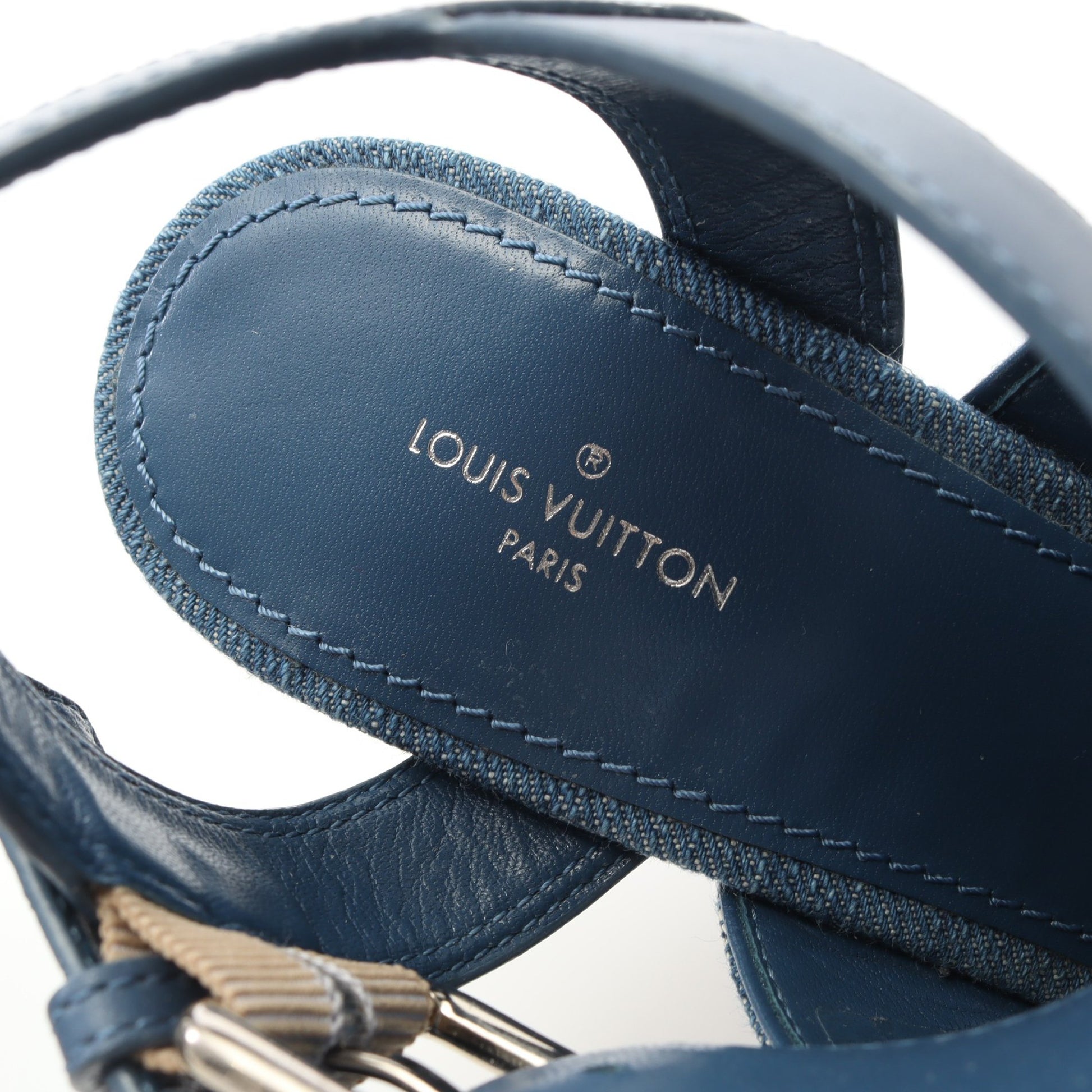 スターボードライン サンダル デニム レザー ブルー ウェッジソール ルイヴィトン シューズ LOUIS VUITTON