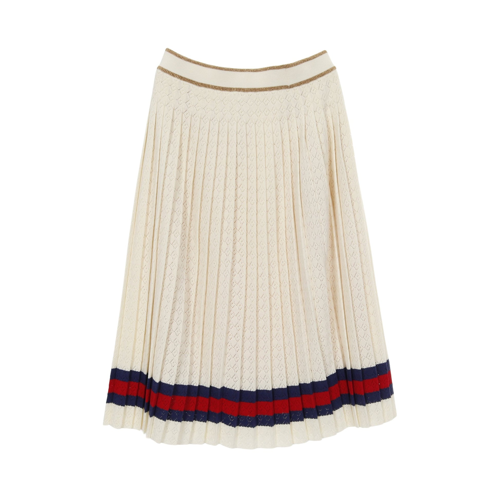 ウェブストライプ Gロンバス ニット プリーツ スカート コットン  