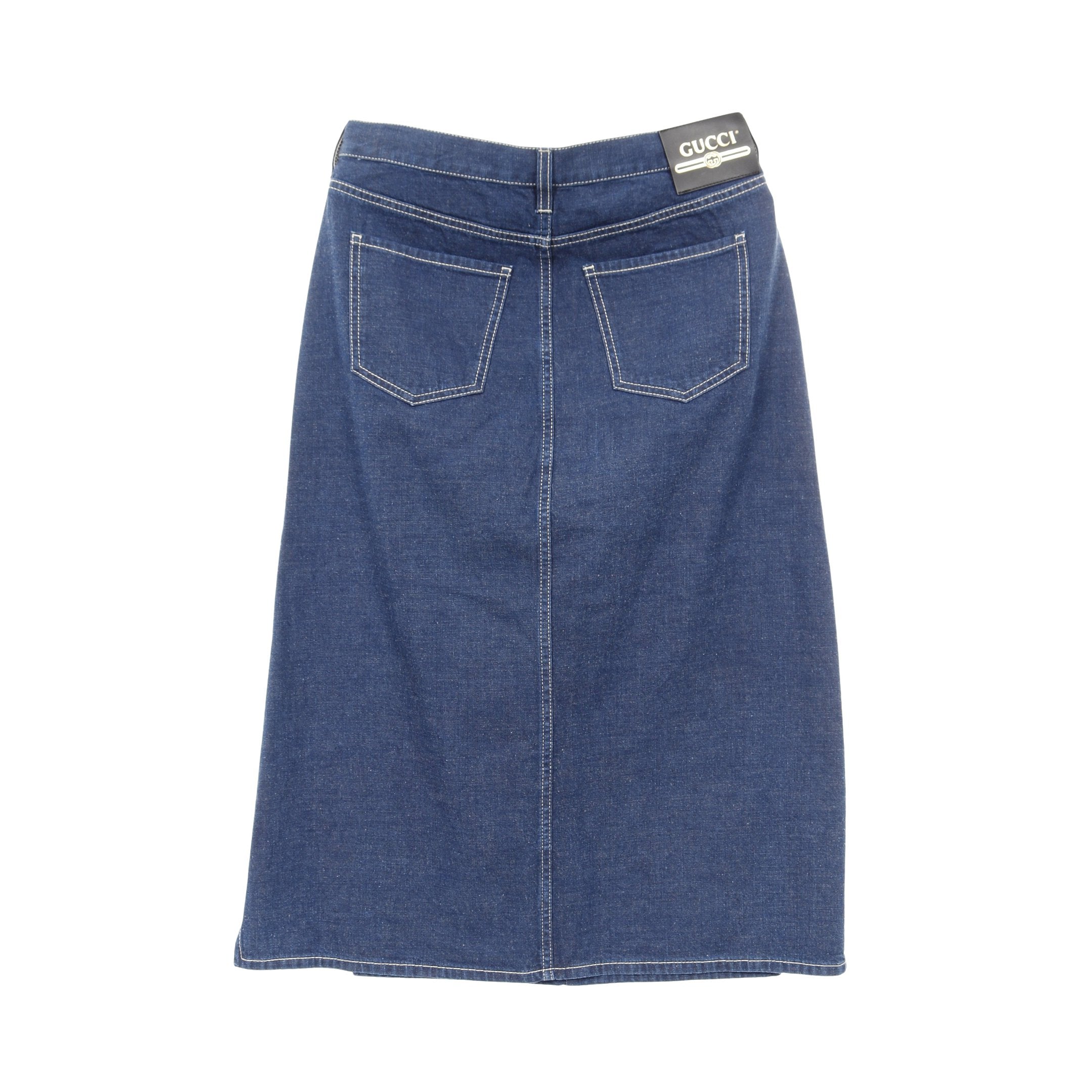 GUCCIデニムスカート デニムスカート コットン ブルー スリット グッチ – RECLO