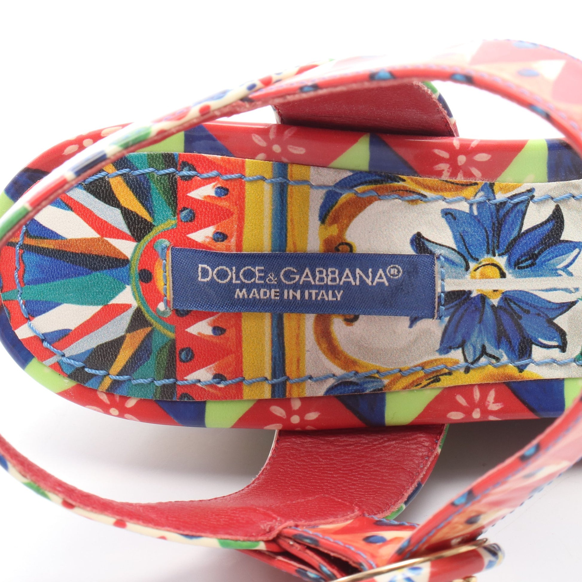 サンダル エナメルレザー レッド マルチカラー ドルチェアンドガッバーナ シューズ DOLCE&GABBANA