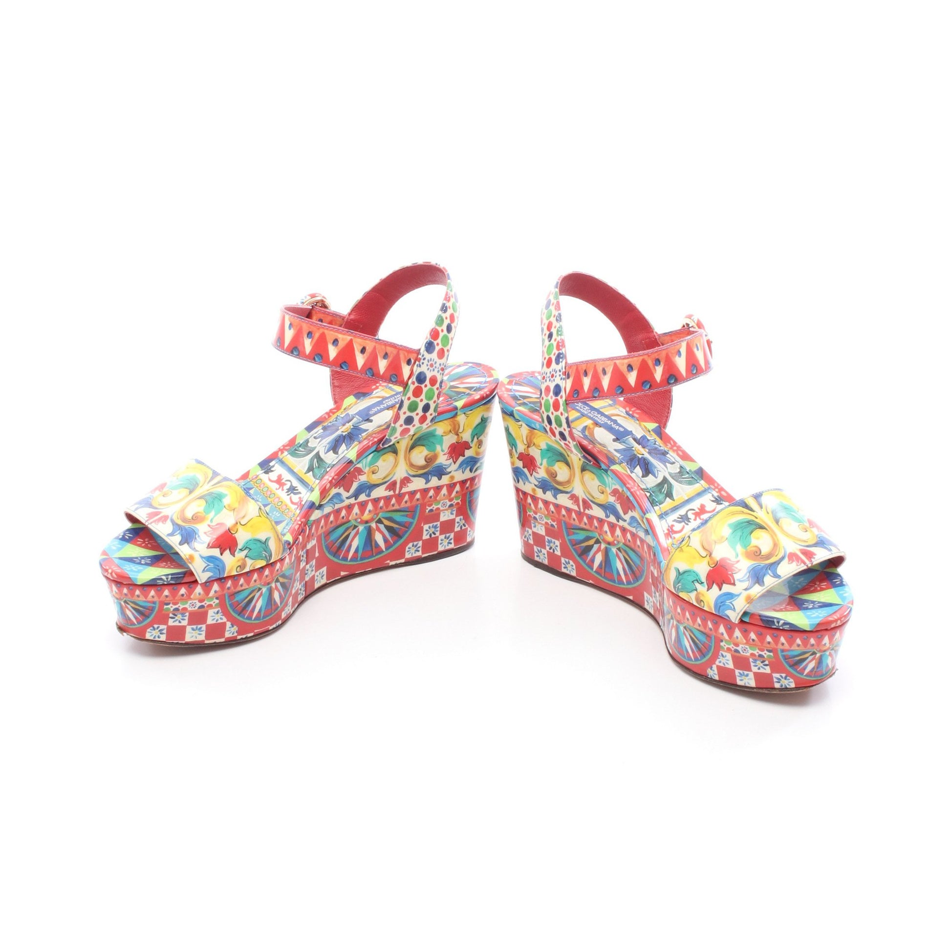 サンダル エナメルレザー レッド マルチカラー ドルチェアンドガッバーナ シューズ DOLCE&GABBANA