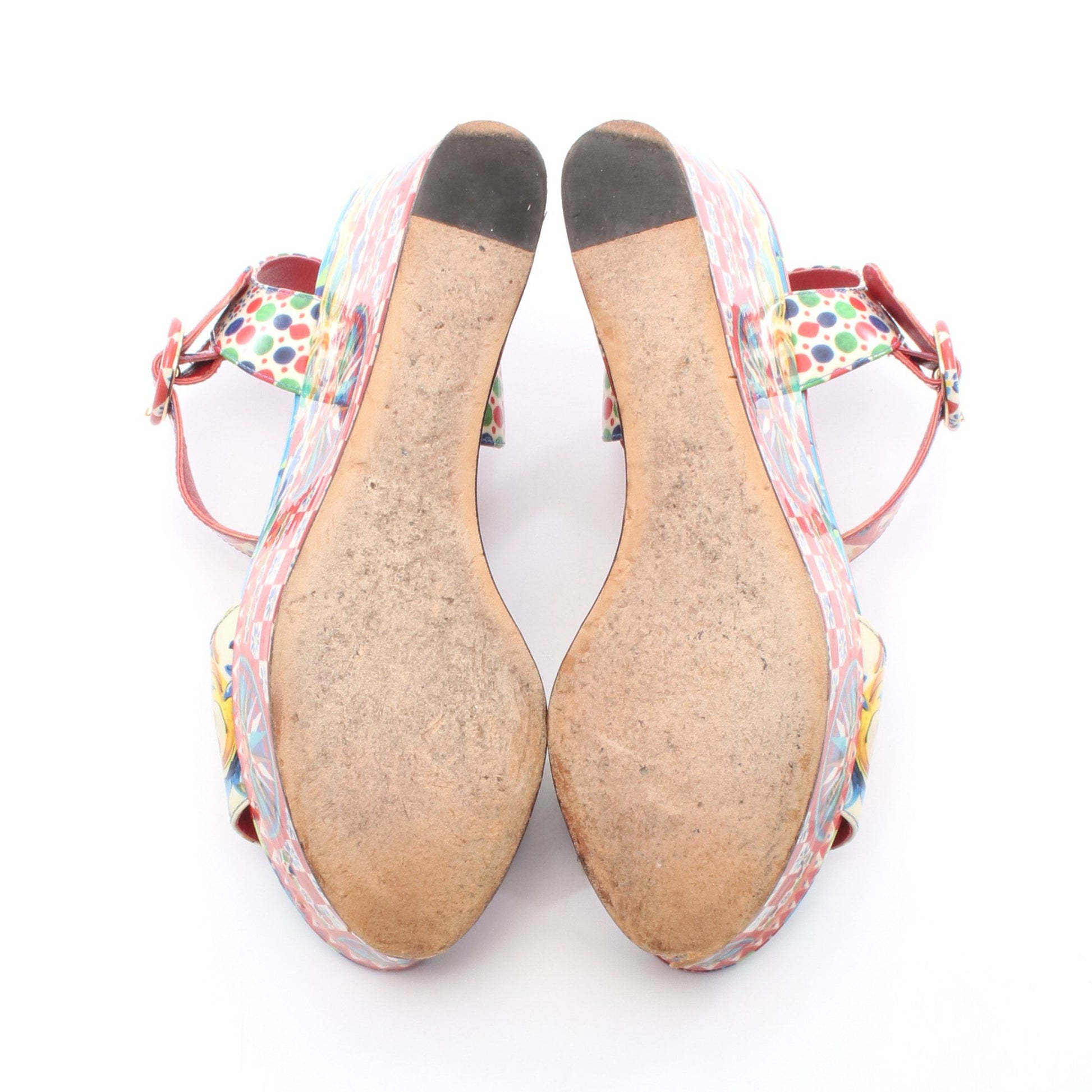 サンダル エナメルレザー レッド マルチカラー ドルチェアンドガッバーナ シューズ DOLCE&GABBANA