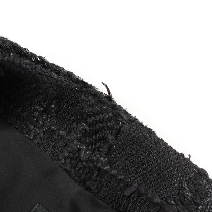 ココマークボタン ツイード ノーカラージャケット コットン ナイロン ブラック ペプラム シャネル アウター CHANEL