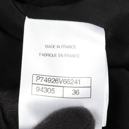 ココマークボタン ツイード ノーカラージャケット コットン ナイロン ブラック ペプラム シャネル アウター CHANEL