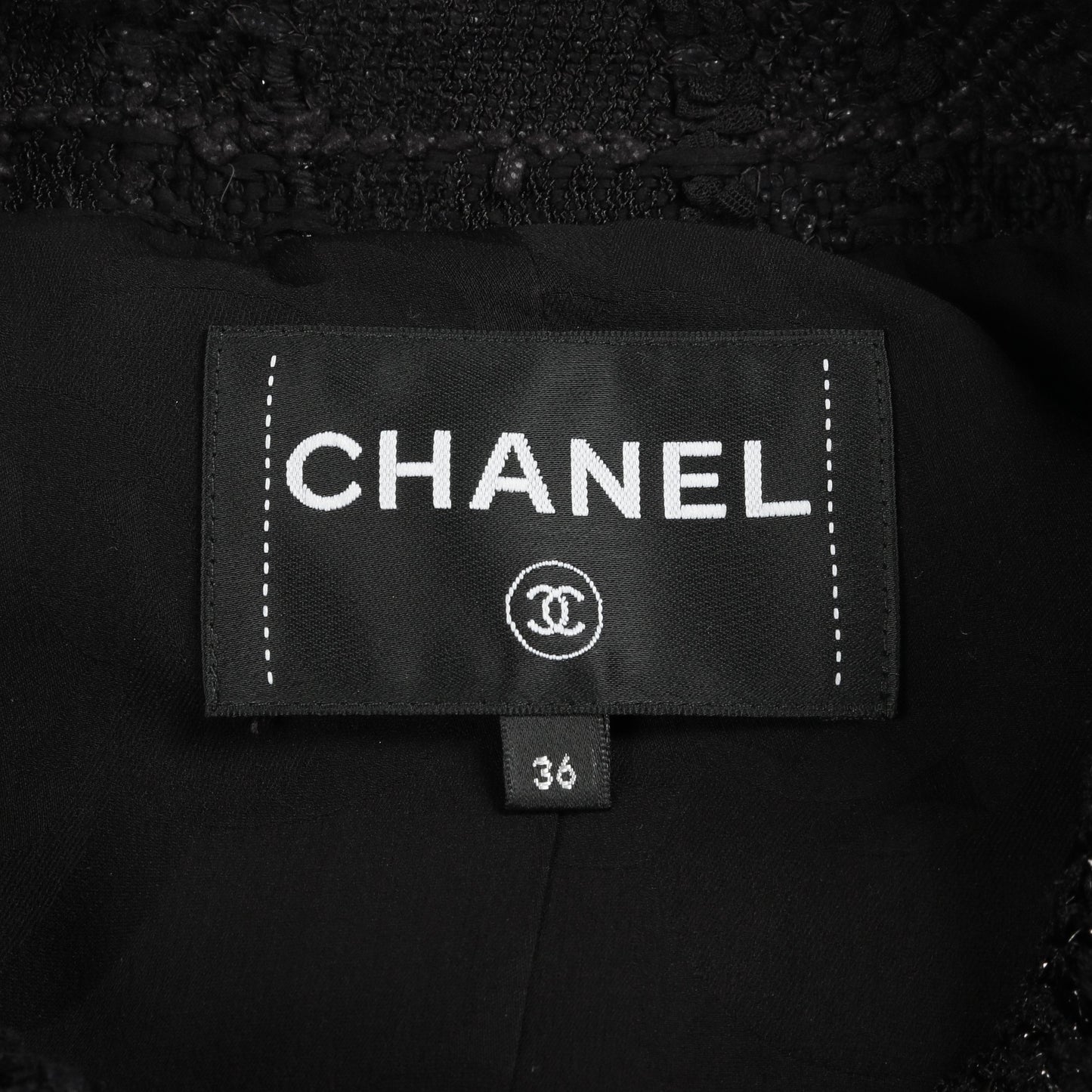 ココマークボタン ツイード ノーカラージャケット コットン ナイロン ブラック ペプラム シャネル アウター CHANEL