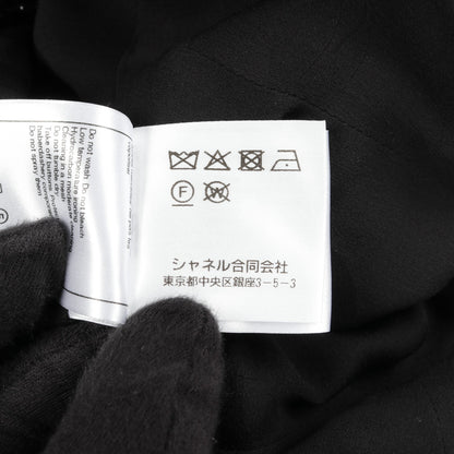 ココマークボタン ツイード ノーカラージャケット コットン ナイロン ブラック ペプラム シャネル アウター CHANEL