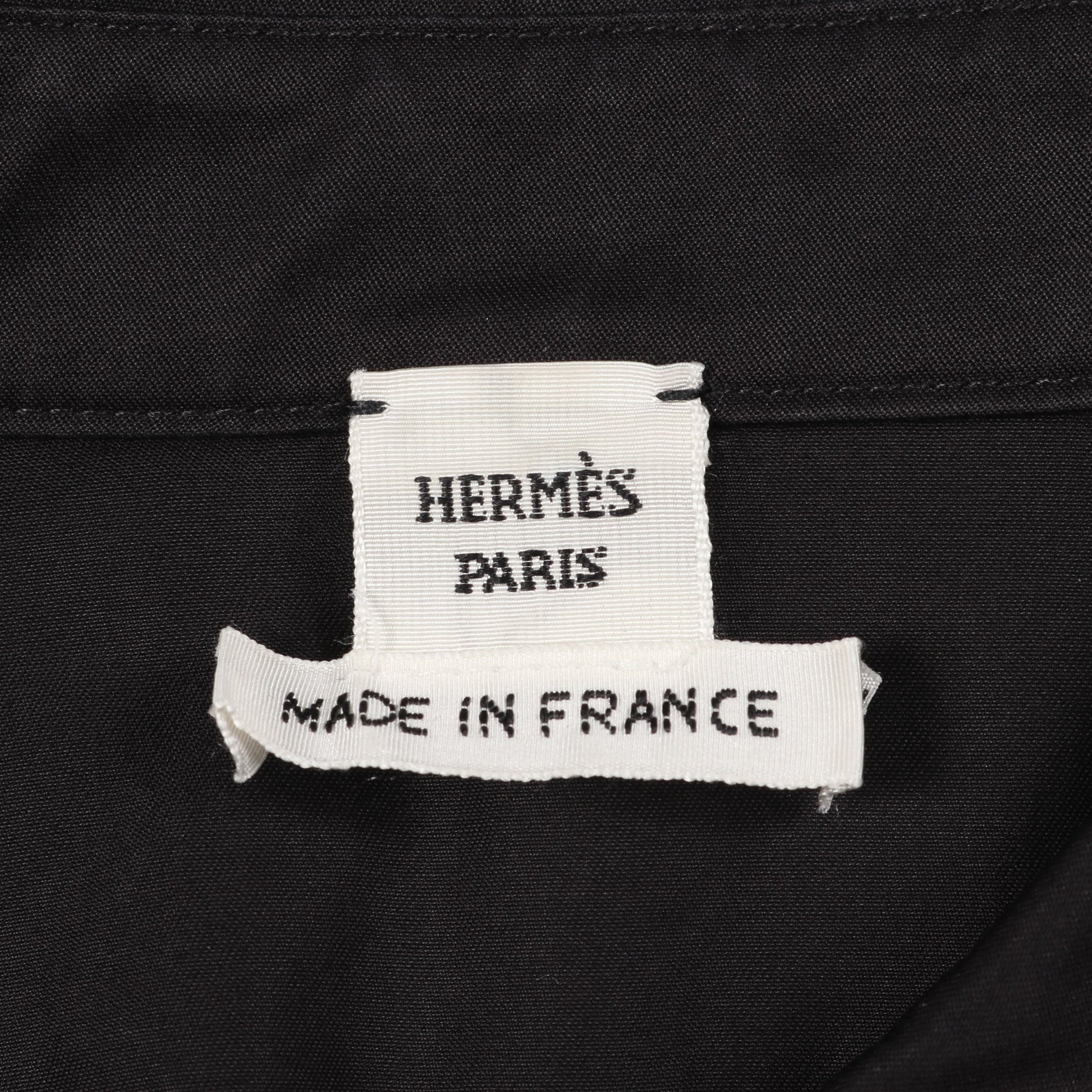 シャツ 長袖 コットン ブラック ドローコード エルメス トップス HERMES