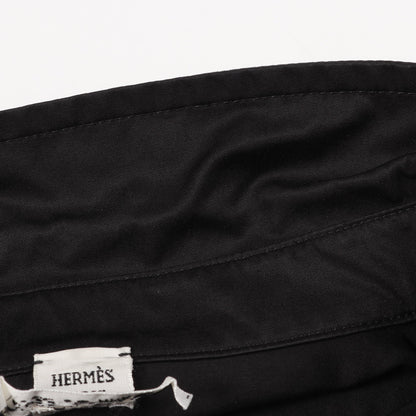 シャツ 長袖 コットン ブラック ドローコード エルメス トップス HERMES