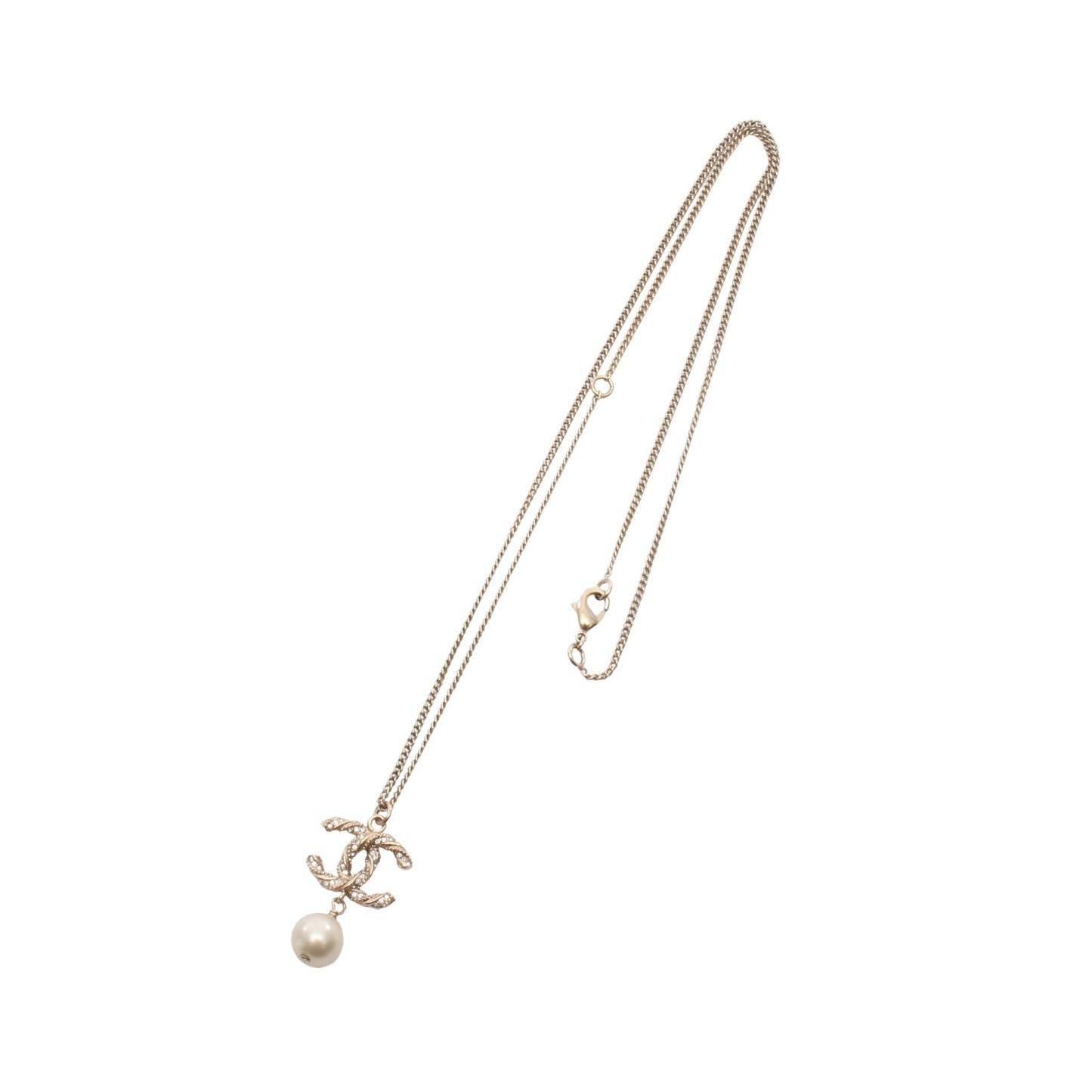 ココマーク ネックレス GP フェイクパール ラインストーン ゴールド オフホワイト B13P シャネル アクセサリー CHANEL