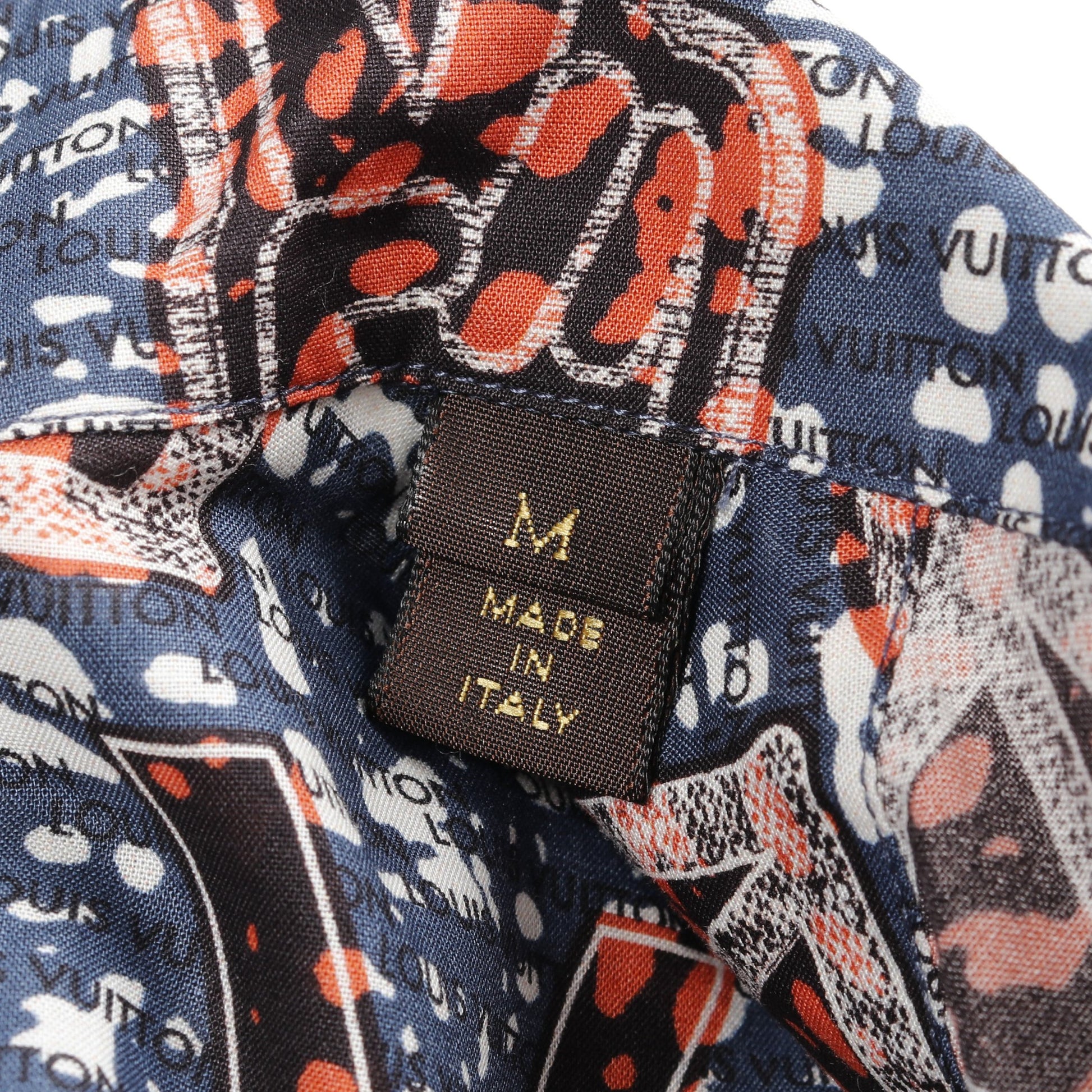 ピースマーク シャツ 総柄 コットン ネイビー マルチカラー ルイヴィトン トップス LOUIS VUITTON