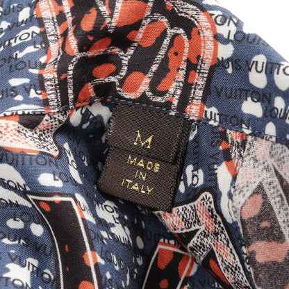 ピースマーク シャツ 総柄 コットン ネイビー マルチカラー ルイヴィトン トップス LOUIS VUITTON