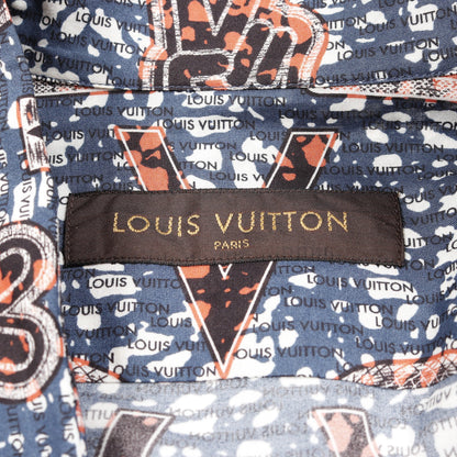 ピースマーク シャツ 総柄 コットン ネイビー マルチカラー ルイヴィトン トップス LOUIS VUITTON