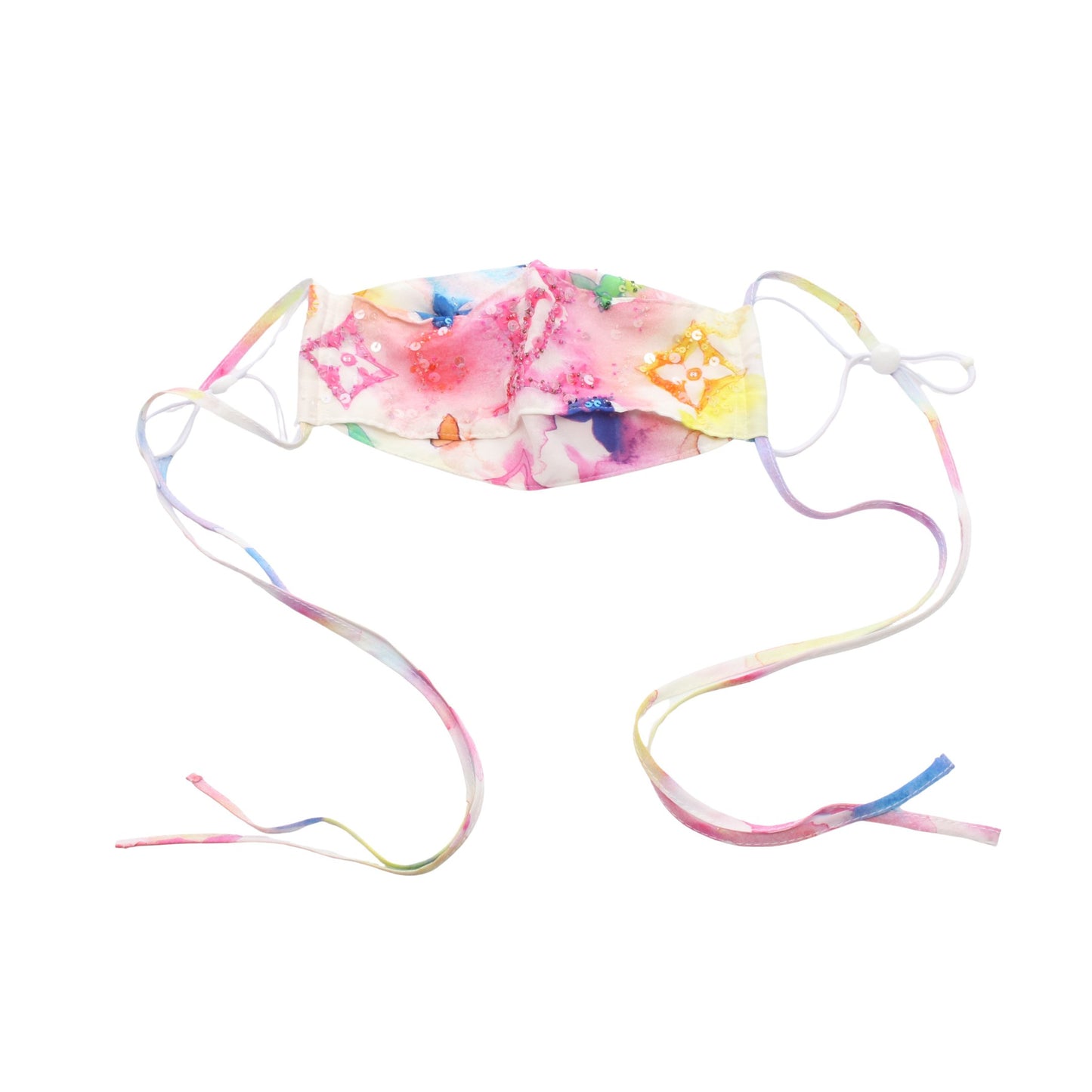 マスク ポーチ モノグラムウォーターカラー マスク ポーチ 小物 スパンコール コットン シルク ホワイト マルチカラー 2点セット ルイヴィトン 財布・小物 LOUIS VUITTON