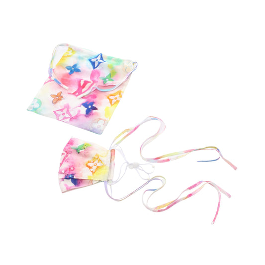 マスク ポーチ モノグラムウォーターカラー マスク ポーチ 小物 スパンコール コットン シルク ホワイト マルチカラー 2点セット ルイヴィトン 財布・小物 LOUIS VUITTON