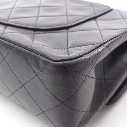 マトラッセ Wフラップ Wチェーンショルダーバッグ ラムスキン ブラック ゴールド金具 ヴィンテージ シャネル バッグ CHANEL